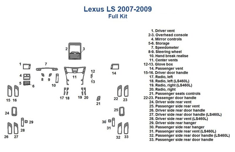 Fits Lexus LS 2007 2008 2009 fuse box diagram.