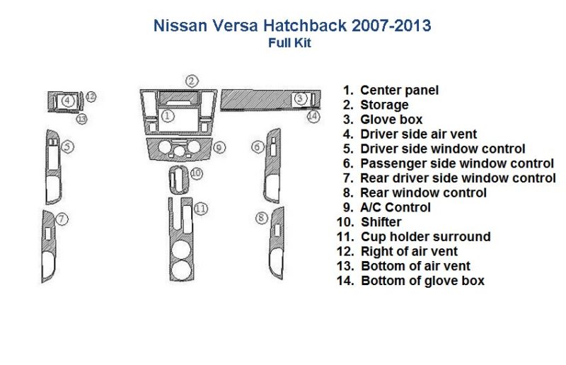 Nissan Versa Hatchback 2013 wiring diagram with Fits Nissan Versa Hatchback 2007 2008 2009 2010 2011 2012 2013 Dash Trim Kit.