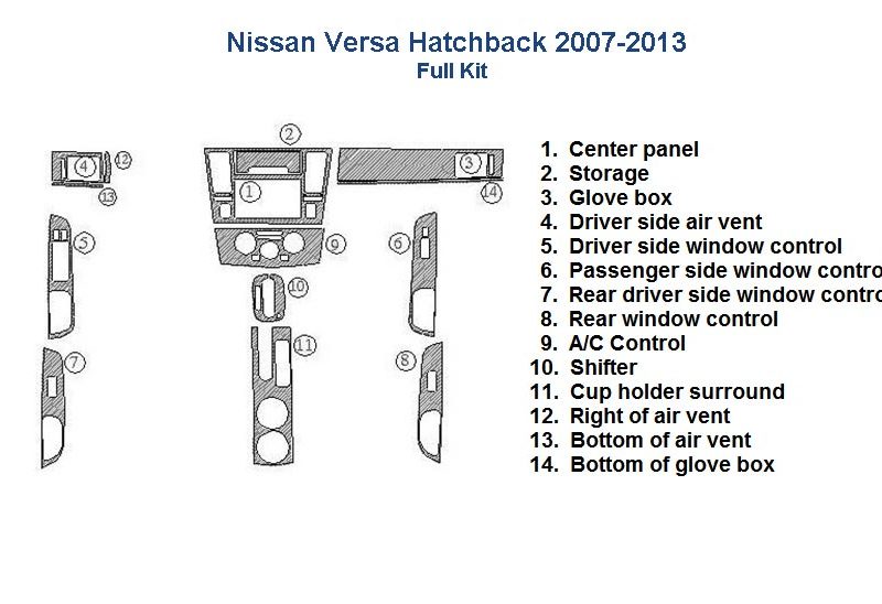 Nissan Versa Hatchback 2013 wiring diagram with Fits Nissan Versa Hatchback 2007 2008 2009 2010 2011 2012 2013 Dash Trim Kit.
