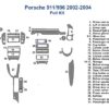 Diagram of a Fits Porsche 911/916 1998-2001 full dash trim kit. Parts are labeled 1 to 25, including vent surrounds, cup holder, and climate control.