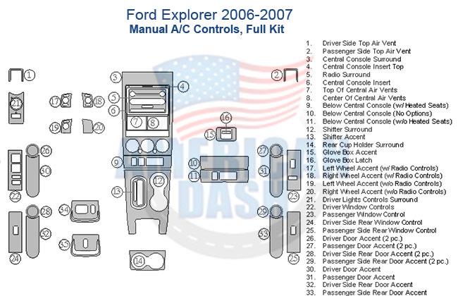 Ford explorer 2006 2007 ac control Interior car kit wiring diagram.