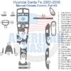 A diagram of a car dashboard interior Fits Hyundai Santa Fe 2005-2006 Full Dash Trim Kit, Manual Climate Control.