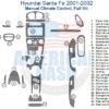 A diagram of a car dashboard with a Fits Hyundai Santa Fe 2001-2002 Full Dash Trim Kit, Manual Climate Control.