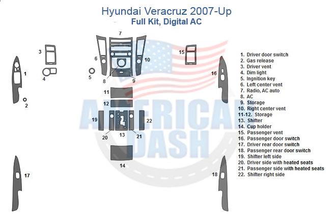 Hyundai mercedes 2007 up full kit for interior car accessories.