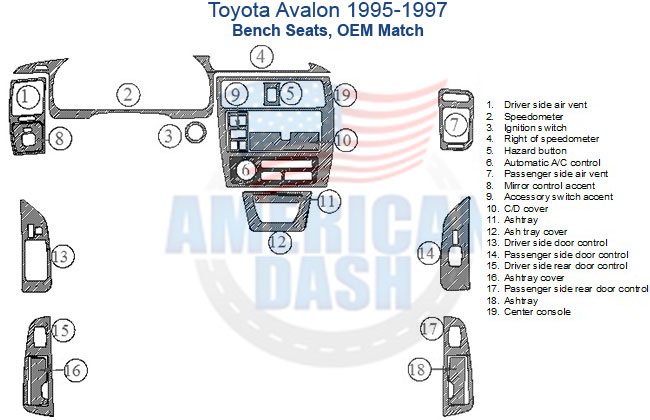 Toyota Avalon interior dash trim kit cd player wiring diagram.