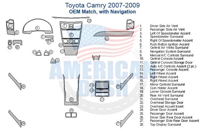 Toyota Camry 2007 with navigation can be enhanced with a car dash kit for added accessories.