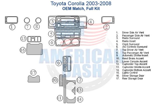 Toyota Corolla 2006-2008 wood dash kit.