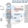 Toyota sienna 2010 - 2011 interior parts diagram for the dash trim kit.