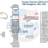 Toyota Sienna 2006-2010 interior parts diagram with car dash kit for accessories.