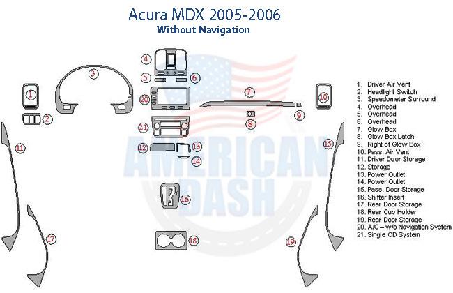 Acura mdx 2005 2006 stereo wiring diagram for Wood dash kit.