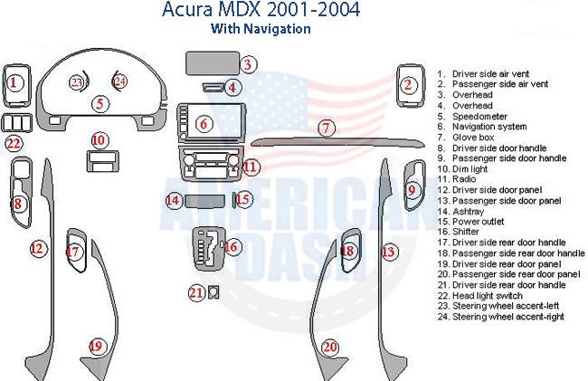 Acura MD - 2004 wiring diagram with Car dash kit.