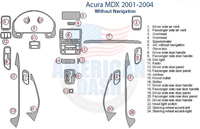 Acura MX 2004 stereo wiring diagram with Dash trim kit.