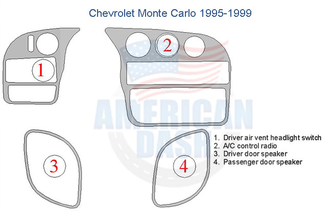 Chevrolet Fits Chevrolet Monte Carlo 1995 1996 1997 1998 1999 Dash Trim Kit wiring diagram with accessories for car.