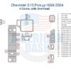 Chevrolet S10 Pickup 1998 1999 2000 2001 2002 2003 2004 wood dash kit diagram.