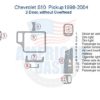 Fits Chevrolet S10 Pickup 1998 1999 2000 2001 2002 2003 2004 Dash Trim Kit, 2 Doors, Without Overhead parts diagram showing the interior car kit and wood dash kit.