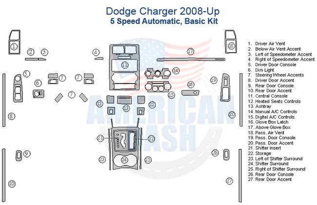 Dodge charger 2006 - up 5 speed automatic car dash kit.