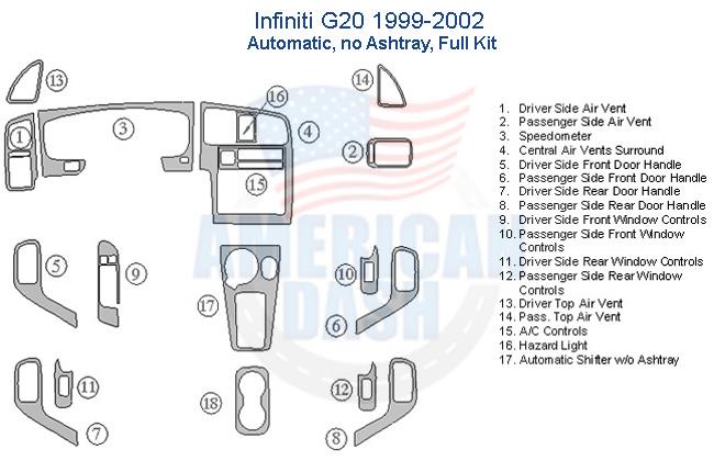 Chevrolet Infiniti G20 1999-2000 Wood dash kit enhances the interior with a stylish trim.