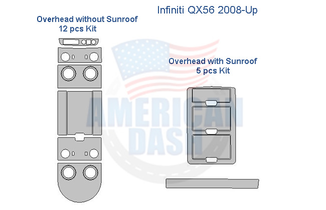 Fits Infiniti QX 2008-2010 Full Dash Trim Kit is a stylish accessory for car enthusiasts, enhancing the overall interior of the vehicle.