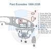 A diagram showing the parts of the steering wheel for a ford econoline, including interior dash trim kit and wood dash kit accessories for car.