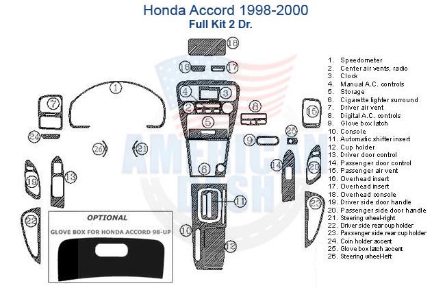 Honda Accord 1999-2000 wood dash trim kit.