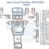 A diagram of a Fits Jeep Grand Cherokee 2003-2004 Laredo, Full Dash Trim Kit.