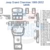 A diagram of car accessories and a Fits Jeep Grand Cherokee 1999 2000 2001 2002 Laredo, Full Dash Trim Kit.