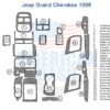A diagram of a car dashboard complete with the Fits Jeep Grand Cherokee 1998 Full Dash Trim Kit accessories for car.