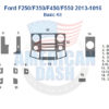 A diagram of a Fits Ford F250 / F350 / F450 / F550 Super Duty 2013-2016, Basic Dash Trim Kit.