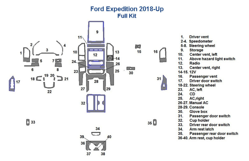 2014 Fits Ford Expedition wiring diagram for the up front seat in the interior dash trim kit.