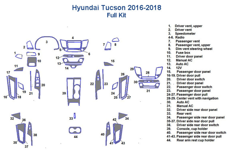 Fits Hyundai Tucson 2016 2017 2018 wood dash kit fuse box diagram.