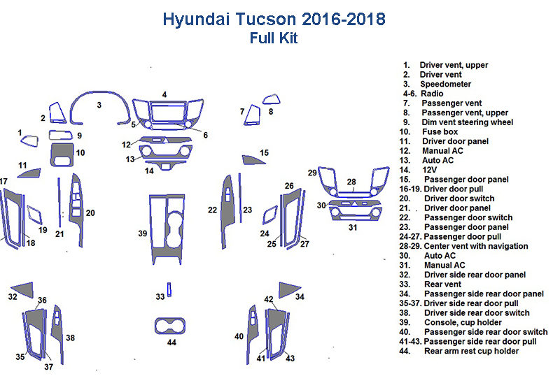Fits Hyundai Tucson 2016 2017 2018 wood dash kit fuse box diagram.