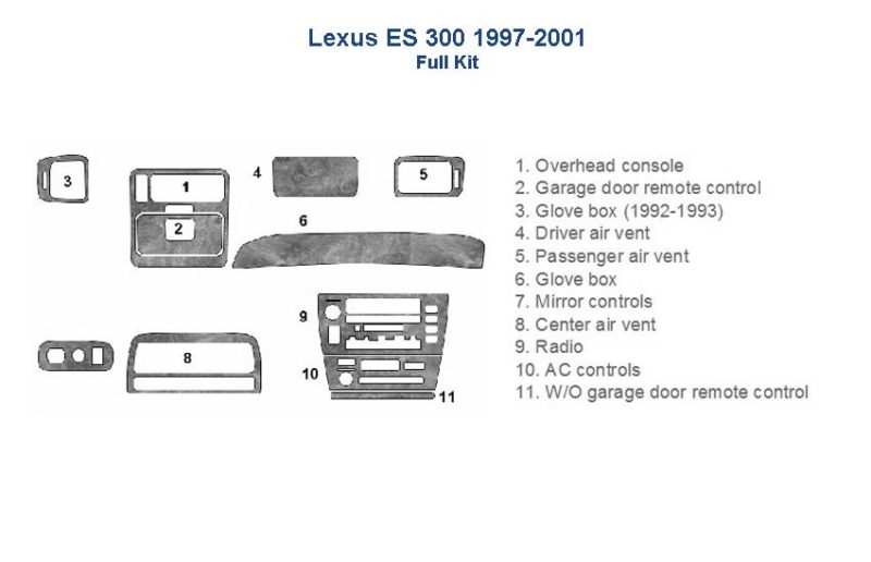 Lexus es300 es350 Car dash kit, Interior car kit accessories for car.