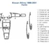 Nissan Altima 1999-2000 interior parts diagram featuring a dash trim kit and wood dash kit.