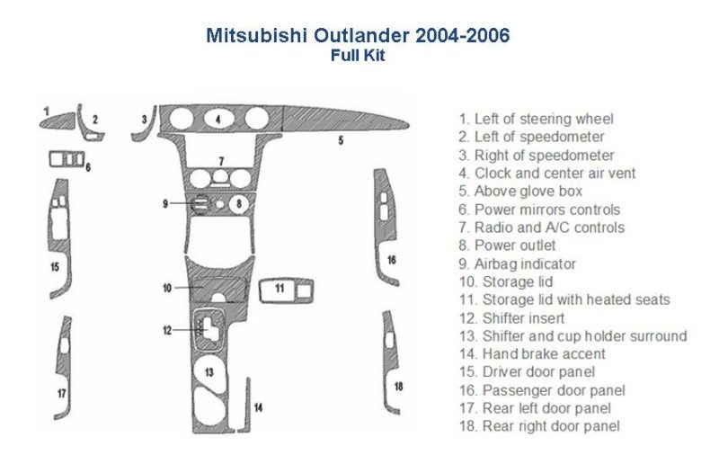 Mitsubishi Eclipse 2002 - 2006 interior parts diagram includes accessories for car.