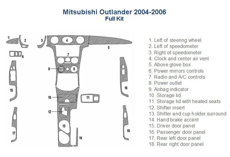 Mitsubishi Eclipse 2002 - 2006 interior parts diagram includes accessories for car.