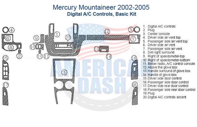 Mercury Mountaineer 2002-2005 digital car dash kit.