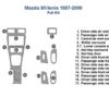 Mazda millennium 1997-2000 interior parts diagram for car dash kit and accessories.