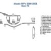 A diagram of the interior dash trim kit of a Mazda MXP 2008.